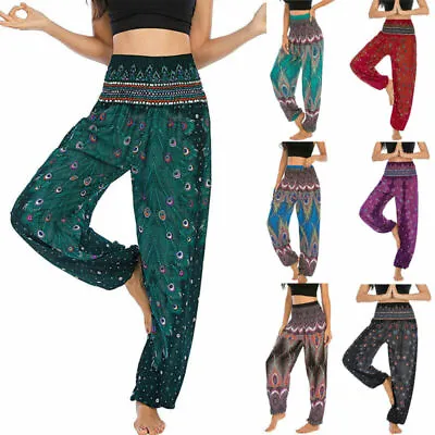 $11.94 • Buy Caroline Morgan Harem Pants Women Casual Baggy Hippie Bohemian Yoga Beach Travel