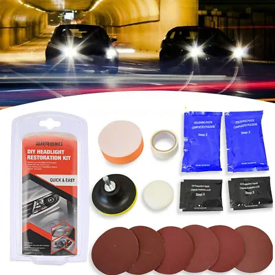 $8.82 • Buy Heavy Duty Headlight Restoration Kit Car Lens Lamp Cleaning Sanding Repair Tools