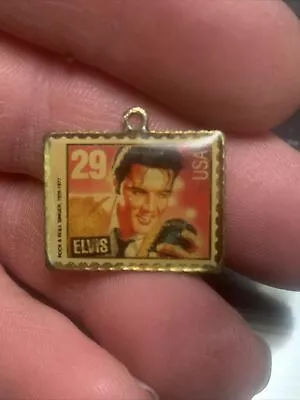 Vintage 1993 Elvis Presley Memorial US Post Office Stamp Pendant Keychain Charm • $9.90