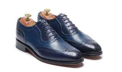 Charles Tyrwhitt X BARKER Navy Blue Brogues Shoes: `MC220NAV7H` Size 7.5 - 41.5 • £79