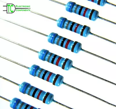 1/2W Metal Film Resistors 1% Tolerance 0.1 Ohm To 10M Ohm Available 10 Pack • £2.49