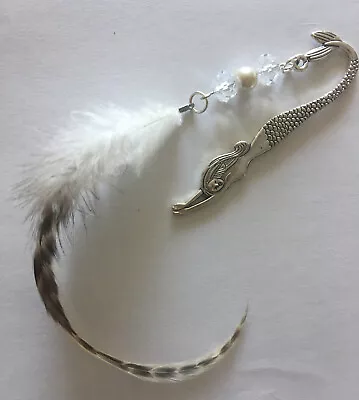 Mermaid Bookmark With Crystals Beading Feather • $10.95