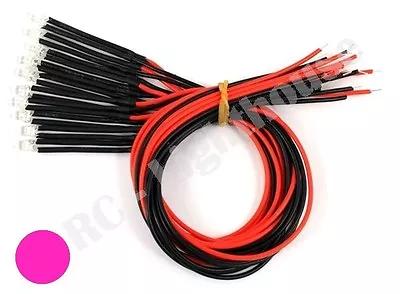 RC LED Light 2 Pieces  Replacement Lead Prewired 2pc Non-Flashing Pink 5mm • $3.19