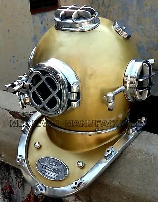 Vintage Diving Helmet Full Size Royal Navy Boston Divers Helmet SCA Morse W Base • $199.76