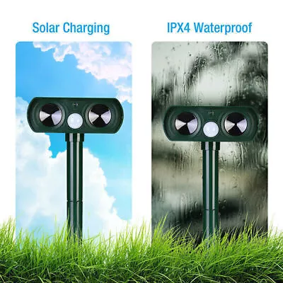 Ultrasonic Animal Repeller Solar Powered Deterrent Dog Cat Pest Scarer Repellent • $23.79