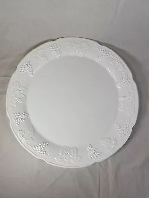 Colony Harvest Milk Glass Serving Platter Round Grapes & Leaves Large 14  VTG • $18.99