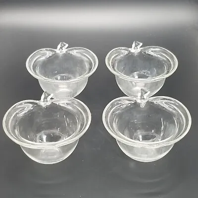 Vintage Dessert Bowls Dishes Clear Glass Apple-Shaped 1960's (Set Of 4) • $9.95