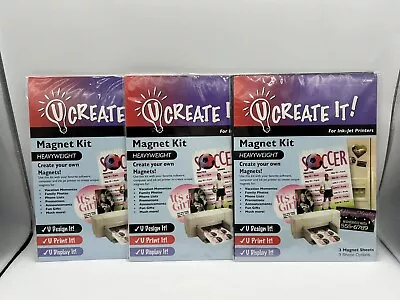 Lot Of 3 New U Create It Magnet Kit For Ink Jet Printers CREATE YOUR OWN MAGNETS • $8.99