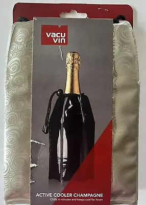 Vacu Vin Rapid Ice Active Cooler Champagne Bottle Chilling Sleeve Gold Swirl NIP • $19.99