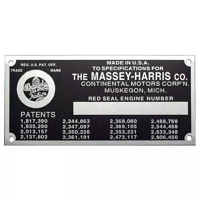 MHS062 Engine Serial Number Tag With Rivets Fits Massey Harris • $43.99