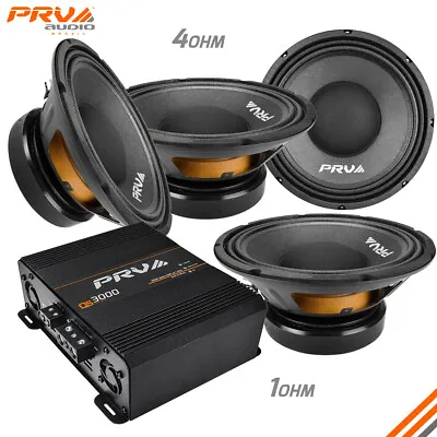 4x PRV Audio 10W650A-4 Midbass 10  4Ohm+ 1x QS3000 1Ohm Full Range Amp 3000W • $451.55