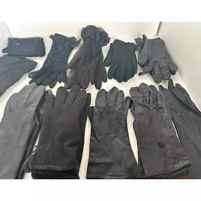 Black Gloves Lace Leather Vintage Large Lot Size Between 5 And 7 • $80