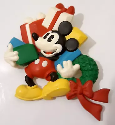 Disney Hallmark MICKEY MOUSE Lapel Pin Brooch Gifts Christmas Holiday Resin Vtg • $9.95