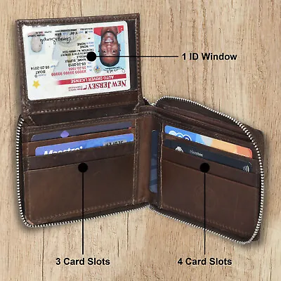 Men RFID Blocking Leather Bifold Wallet Credit Card ID Holder Zip Around Purse • $13.99