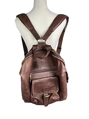 Vintage Coach Backpack Brown Distressed Leather Carryon Travel Book Bag • $200