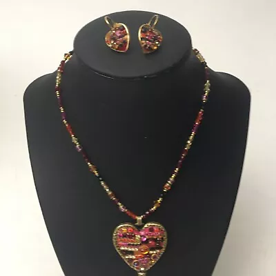 Michal Golan Vintage Heart Pendant And Earrings Set Beautiful Designer Jewelry • $74.95