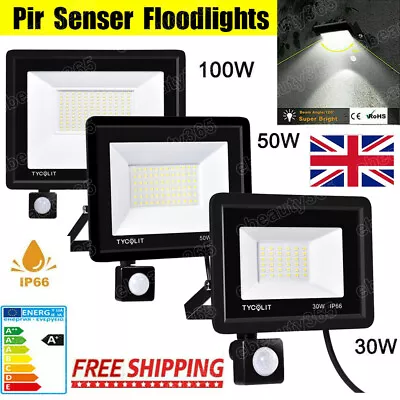 LED Floodlight 10W-100W Motion Sensor Security Garden Outdoor PIR Flood Light • £12.90