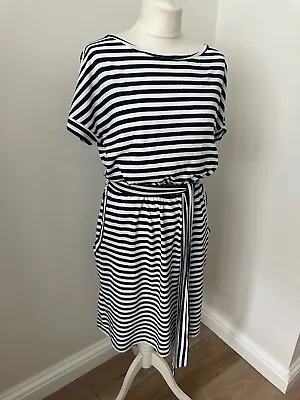 £6.99 • Buy Womens Navy And White Striped Jersey Dress By Sosandar, Size 12, Good Condition