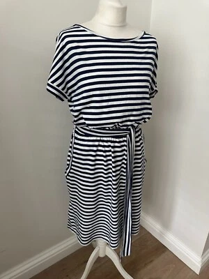 £6.99 • Buy Womens Navy And White Striped Jersey Dress By Sosandar, Size 12, Good Condition