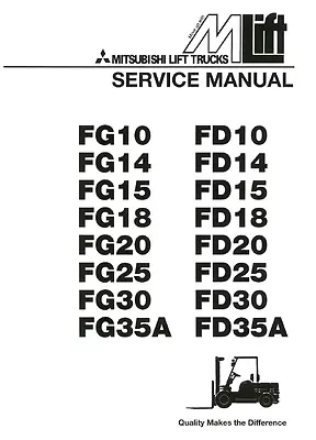 Mitsubishi Forklift FG25 FD25 FG20 FD20 SERVICE REPAIR SHOP MANUAL PDF CD • $19.95