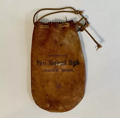 Vintage Jasper MN 1st National Bank Advertising Leather Money Marble Bag 6” • $17.49