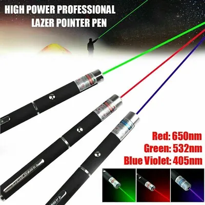 PACK OF 3 Laser Pointer Purple Green Red 1MW Brand NEW Cat Toy Beam Powerful Pen • £8.97