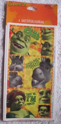 Shrek 2 Hallmark Party Express Stickers 4 Sheets 2004 Birthday Donkey Fiona • $2