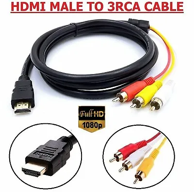 HDMI To 3 RCA Red White Yellow Cable Cord AV Audio Video Lead Universal 1.5M • $8.99