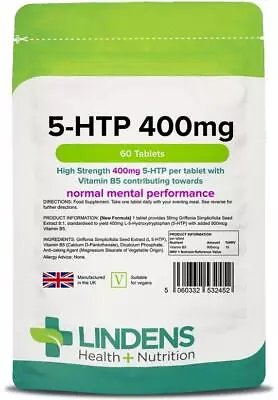 £6.99 • Buy 5 HTP Tablets 400mg X60 Serotonin Helps Against Stress,Anxiety,Depression(5-HTP)