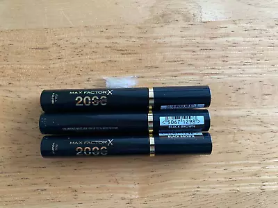 MAX FACTOR 2000 CALORIE FULL VOLUME MASCARA X 3 BLACK BROWN • £15.95