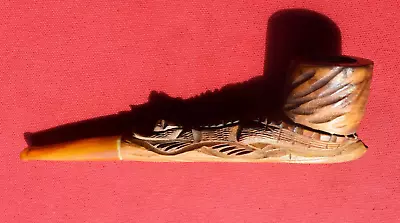 Unsmoked Vintage Wood Carved Alligator Pipe Straight • $35