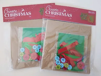 MAKE YOUR OWN CHRISTMAS CARDS KITS MAKES 4 5  X 5  CARDS FELT/BUTTONS/RIBBON • £1.50