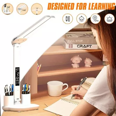 Dimmable LED Desk Light Touch Sensor Table Bedside Reading Lamp USB Rechargeable • $7.99