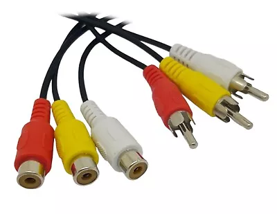 Triple Phono Extension 3x RCA Male To Phono Plugs Cable Leads Extender 2m 3m 5m • £2.99