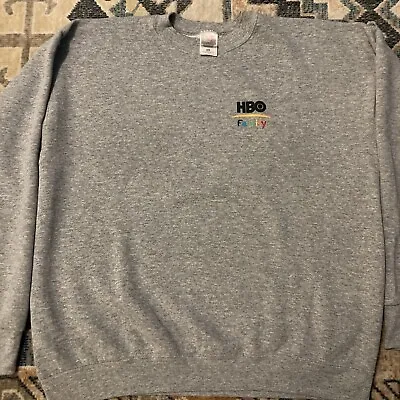 Fruit Of The Loom Vintage HBO Family Logo Crew Neck Sweatshirt Heather Gray XL • $34.20