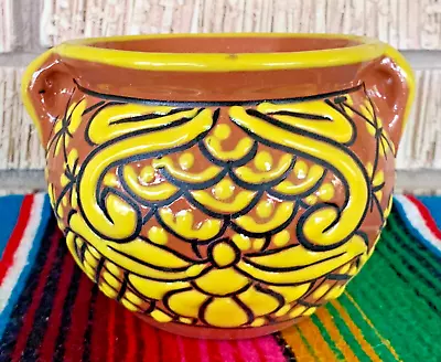 Mexican Ceramic Flower Pot Planter Folk Art Pottery Handmade Talavera #2 • $39.98