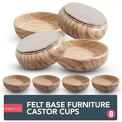 8 Premium Felt Castor Cups Non Slip Caster Floor Chair Leg Furniture Protectors • £6.99