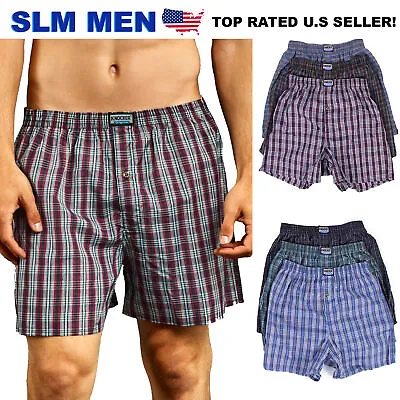 Knocker Mens 6 Pack Plaid Boxer Shorts Underwear Lot Trunk Boxer Brief S-3X • $18.63