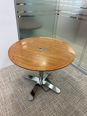 William Hands Walnut Circular Office Meeting Table With Chrome Base 900mm • £96