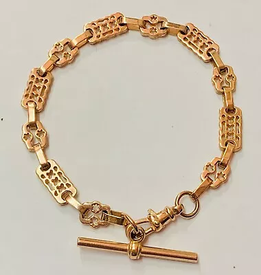 Superb 9ct Rose Gold Fancy Box Link Albert Bracelet 7.5  Length Heavy 11.6g • £395
