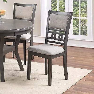 Classic Gray Unique Design Set Of 6 Chairs Dining Room Cushion Chairs Rubberwood • $699.99