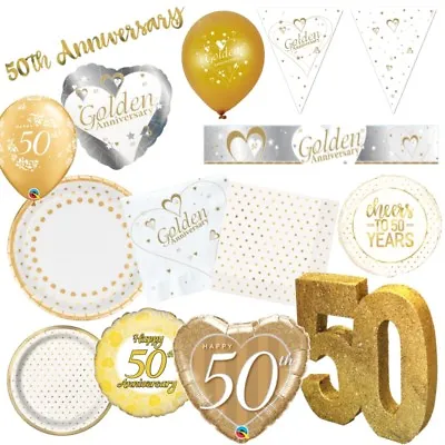 £6.70 • Buy 50th Golden Wedding Anniversary Party Supplies Tableware, Decorations & Balloons