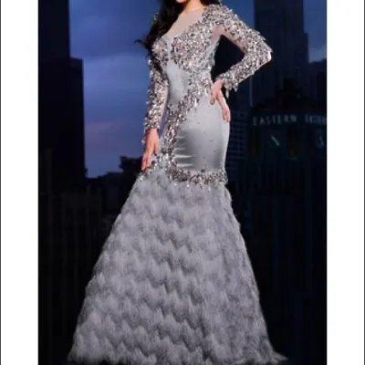 MNM Couture Unique Silver/Gray Gown Size 8 • $900