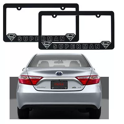 New 2pc Superman Silver Plastic Chrome Car Truck License Plate Frame Made In USA • $19