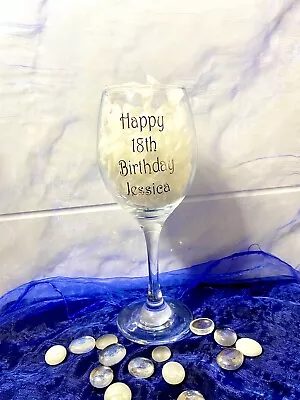 Personalised 18th Wine Glass/birthday/for Her/any Age/add A Name • £3