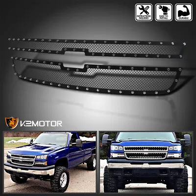 Fits 2005-2007 Chevy Silverado 1500 2500HD 3500 Rivet Mesh Upper Grille Inserts • $95.57