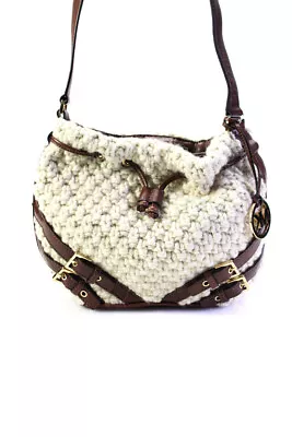 Michael Michael Kors Womens Beige Brown Wool Woven Tie Tote Bag Handbag • $76.85