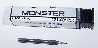 1/32  (.0312 ) Carbide End Mill 2 Flute Ball End Monster Tool 221-001005 • $8.60