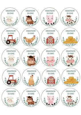 20 X Edible Farm Yard Animal Birthday Cupcake Toppers Personal UNCUT Wafer/icing • £3