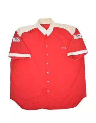 Vintage Racing Shirt Mens 2XL Red New Egypt Speedway Pit Crew Mechanic Button Up • $62.74